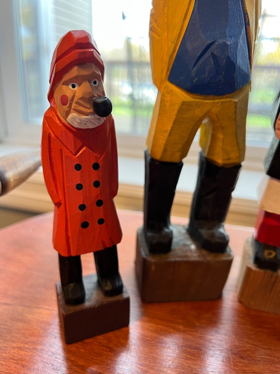 Vintage Collection of Carved wooden Sailors Folk Art Wood Nautical