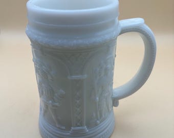 Vintage White Milk Glass Mug Number 1 on Bottom Lover Antiques and Vintage