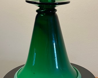 Vintage Blenko Style Green Candlestick Holder with Bell Bottom Home Decor Lover Antiques and Vintage