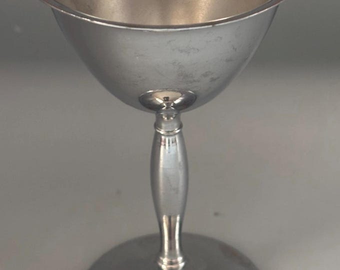 Stainless Chrome Stem Cordial Glass | Antique Silver Cup for Gift or Collecting