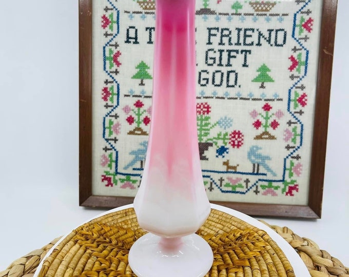Vintage Fenton Pink Slag Glass Vase Swung Bud Vase on a Pedestal Glass Art Lover Antiques and Vintage