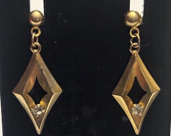 Vintage Diamond Shaped Gold Earrings, Lover Antiques and Vintage