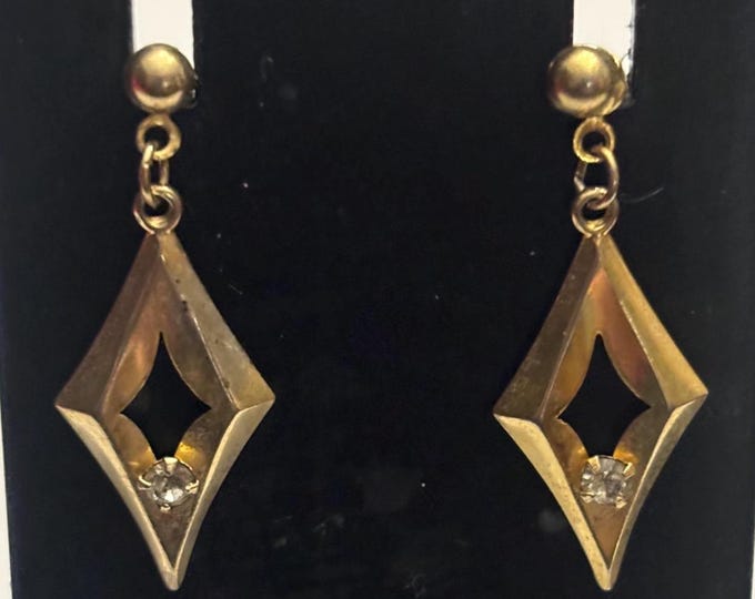 Vintage Diamond Shaped Gold Earrings, Lover Antiques and Vintage