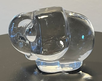 Vintage Glass Elephant Trunk Up Sculpture Art Glass Figurine elephantsartwork signed crystal cut glass Lover Antiques and Vintage