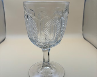 Vintage Crystal Water Goblet: Early Buckle Pattern Glass