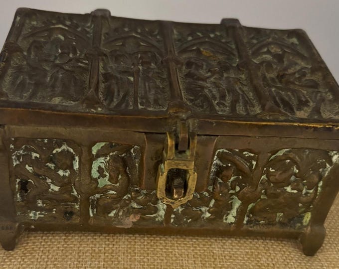 Antique Bronze Trinket Box Casket Container Original Patina Lover Antiques and Vintage