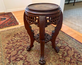 Antique RJ Horner Hand Carved Paw Claw Table Console Tables Walnut Hand Carved Numbered 507 Lover Antiques and Vintage
