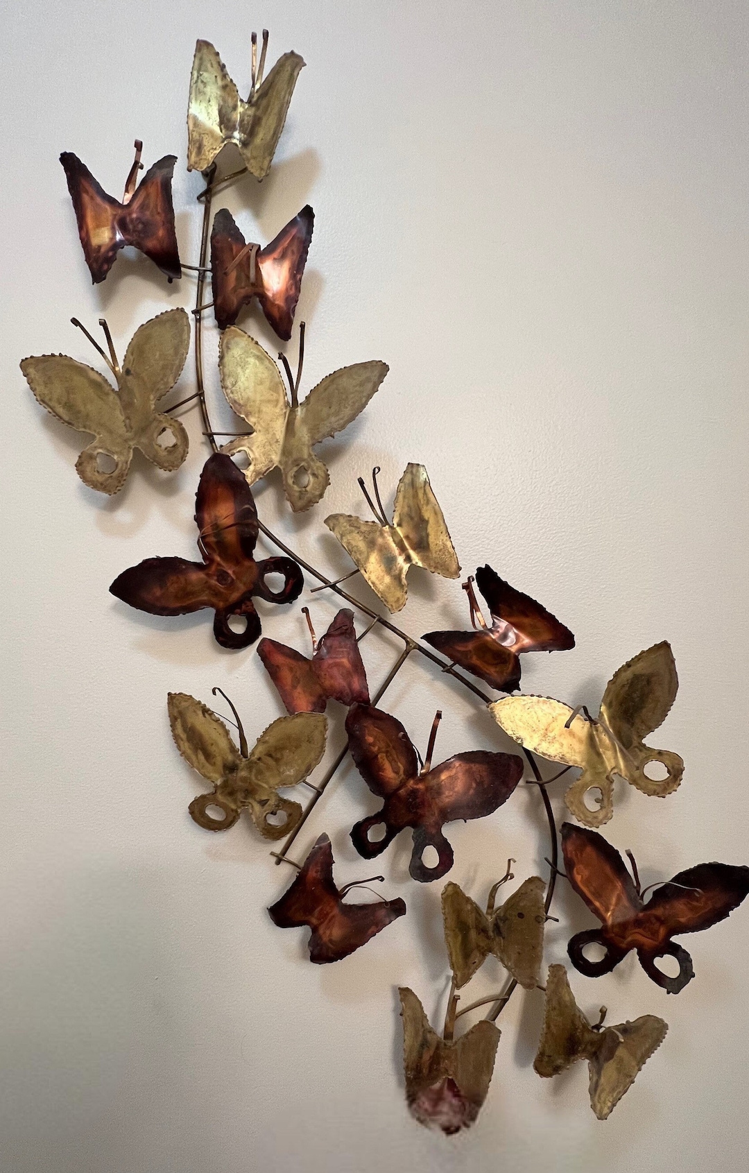 Vintage Butterflies in Flight Metal Wall Hanging Copper Wall Art