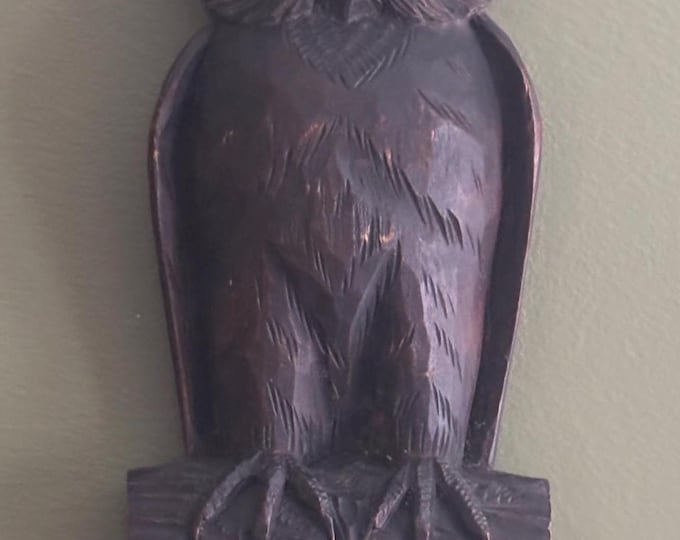 Vintage Black Forest Carved Owl Wall Hook Made in Germany Lover Antiques and Vintage