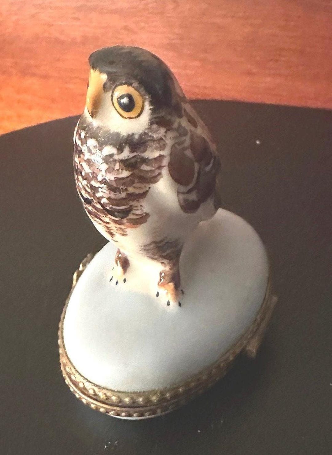 Limoges France フクロウ リモージュボックス Vintage Limoges Owl Porcelain Trinket Box - Chamart Decor Main - Etsy
