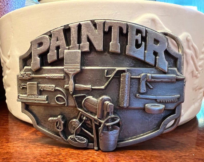 Vintage Painter Pewter Belt Buckle, Siskiyou Belt Buckle, V-50, Bergamot Painters Buckle, The Original Painters Buckle, Lover Antiques