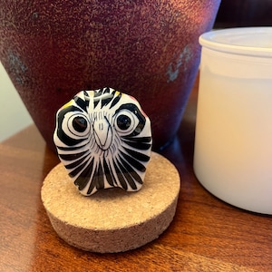 Vintage Tonala Mexican Pottery Owl Figurine, Signed