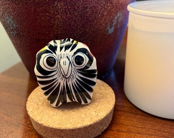 Vintage Tonala Mexican Pottery Owl Figurine, Signed