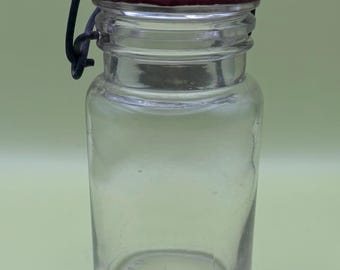 Antique Glass Jar with Lid Container with Top Metal Holder Lover Antiques and Vintage