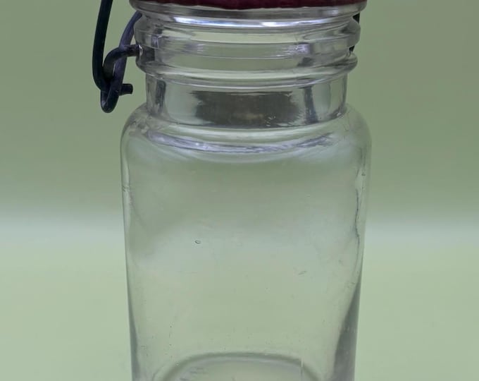 Antique Glass Jar with Lid Container with Top Metal Holder Lover Antiques and Vintage