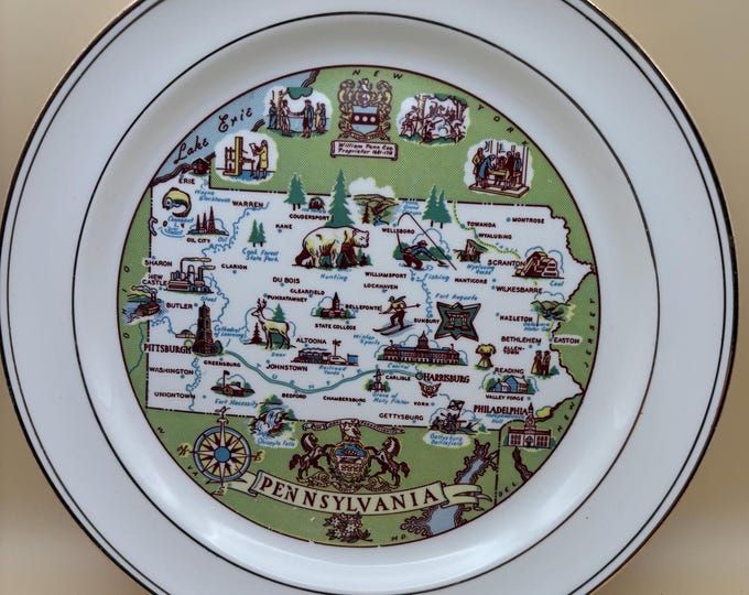 Vintage Taylor Smith Taylor Pennsylvania Map Plate No. 10541 Lover Antiques and Vintage