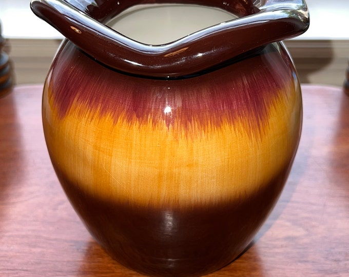 Vintage Teleflora Vase Glass Art Maroon Orange Multicolored 6” Ceramic Lover Antiques and Vintage