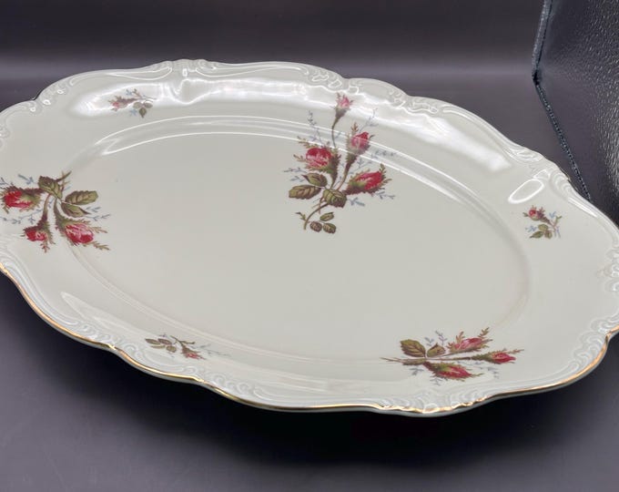 Rosenthal Porcelain Large Platter, Pink and Red Moss Rose Pompadour