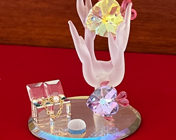 Vintage Underwater Sea Crystal Figurine, Crystal Fish and Sea Figure, Crystal Treasure Chest, Lover Antiques and Vintage