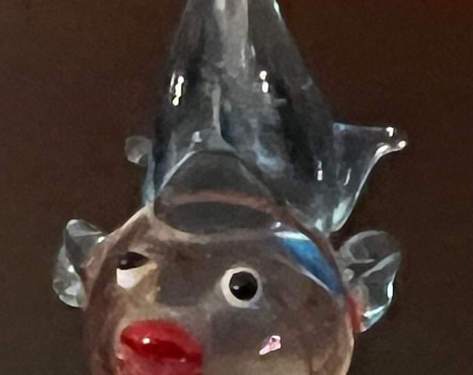 Vintage Fish Crystal Figurine, Mini Colorful Fish with Red Lips Figure, Crystal Glass Art Under the Sea, Lover Antiques and Vintage