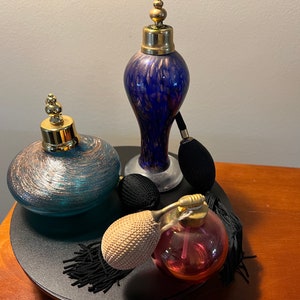 Vintage Cobalt Blue Venetian Glass Perfume Bottle Collection