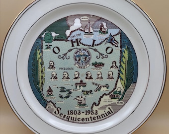 Vintage Taylor Smith Taylor Ohio Presidents Plate No. 9521 Sesquicentennial Lover Antiques and Vintage