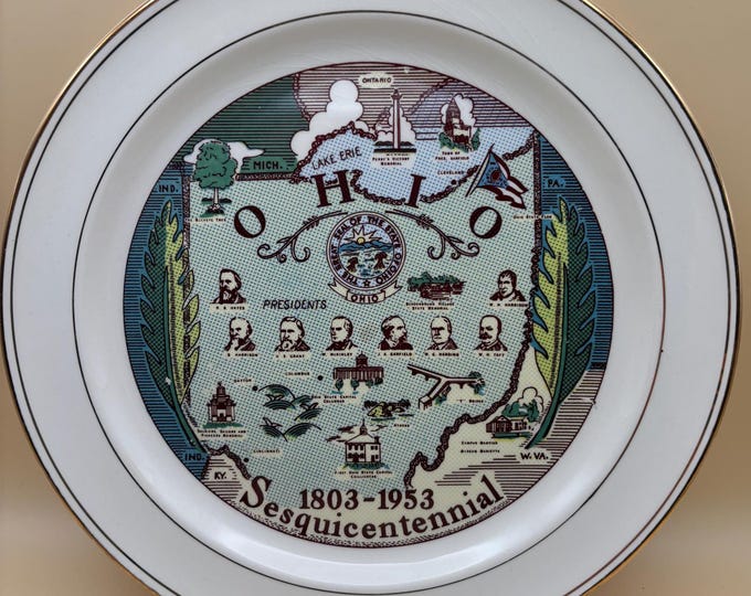 Vintage Taylor Smith Taylor Ohio Presidents Plate No. 9521 Sesquicentennial Lover Antiques and Vintage