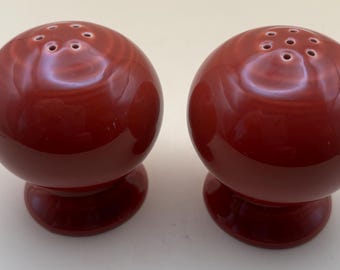 Vintage Fiesta Ball Salt & Pepper Shakers in Burgundy Lover Antiques and Vintage