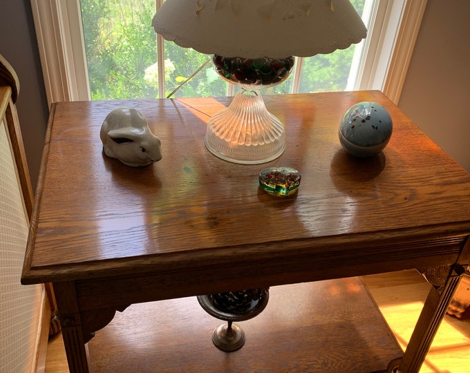 Antique Oak Side Table, End Table, Console Wood Entryway Lover Antiques and Vintage