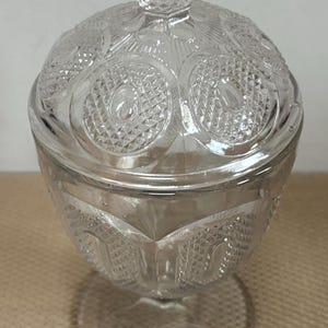 Antique Apothecary Jar with Lid Cut Crystal Glass Footed Vase Lover Antiques and Vintage