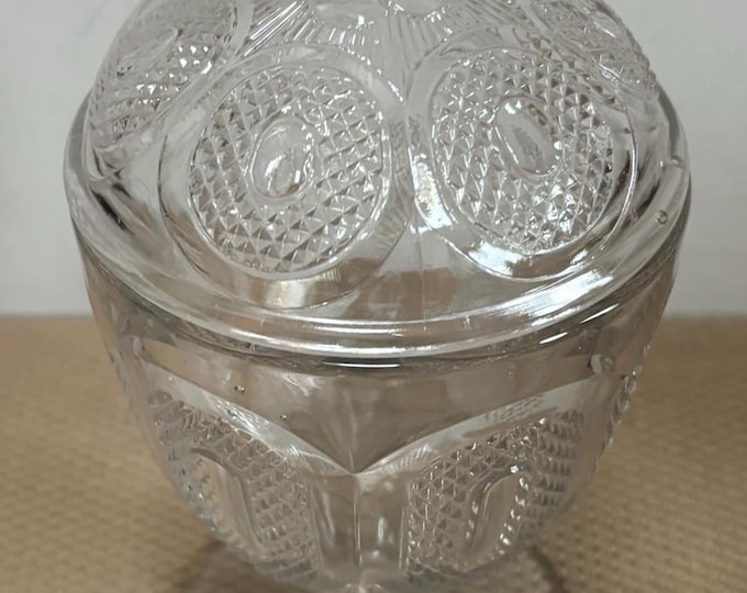 Antique Apothecary Jar with Lid Cut Crystal Glass Footed Vase Lover Antiques and Vintage
