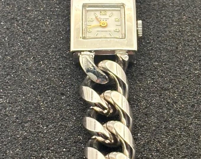 Vintage Lucerne Silver Chainlink Bracelet Watch Lover Antiques and Vintage