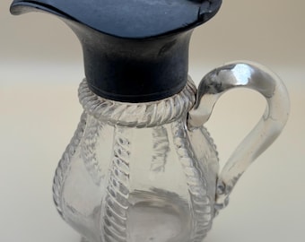 Antique Sandwich Glass Molasses Pitcher Crystal Etched Glass Jug Lover Antiques and Vintage