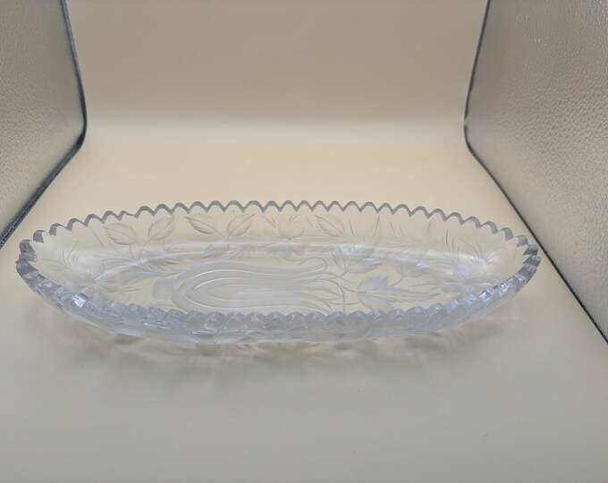 Antique American Brilliant Sawtooth Edge Serving Dish 11 3/4” long