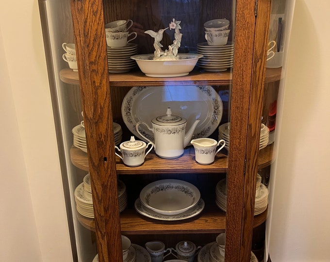Antique Oak Glass Cabinet, Glass Library Bookcase, Oak Bookshelf, Lover Antiques and Vintage