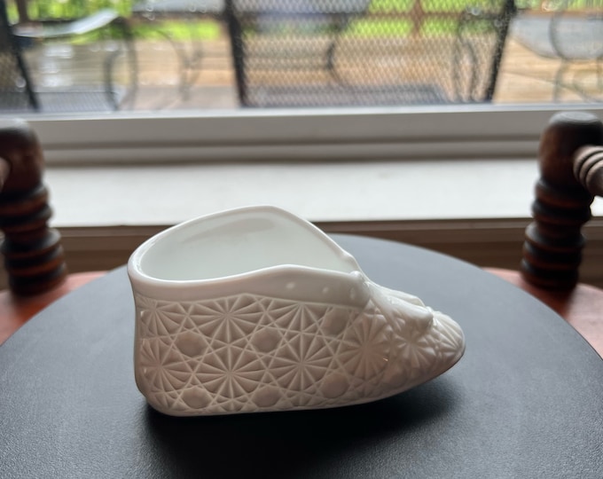Vintage Fenton Daisy and Button Milk Glass Baby Bootie Old Virginia Glass Art Lover Antiques and Vintage