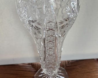 Antique Bohemia Crystal Cut Glass Footed Sawtooth Vase Lover Antiques and Vintage