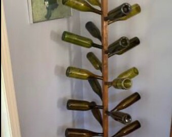 Antique Tiger Oak Wood Early Primitive Wooden Wine Rack, Bottle