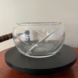 Vintage Tiffany & Co Swirl Optic Bowl Clear Diagonal Cut Glass