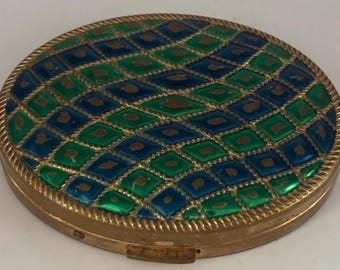 Vintage Avon Empress Powder Compact Enamel Powder Puff Case Lover Antiques and Vintage