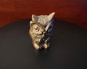 Vintage Brass Owl Trinket Box: Circa 1920s