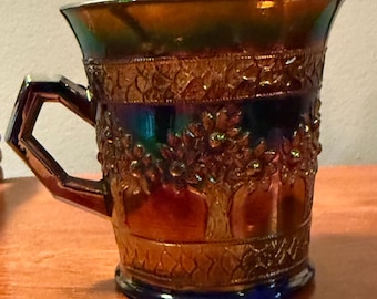 Antique Carnival Glass Purple Cup with Handle Lover Antiques and Vintage
