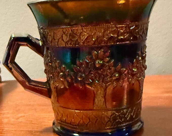 Antique Carnival Glass Purple Cup with Handle Lover Antiques and Vintage