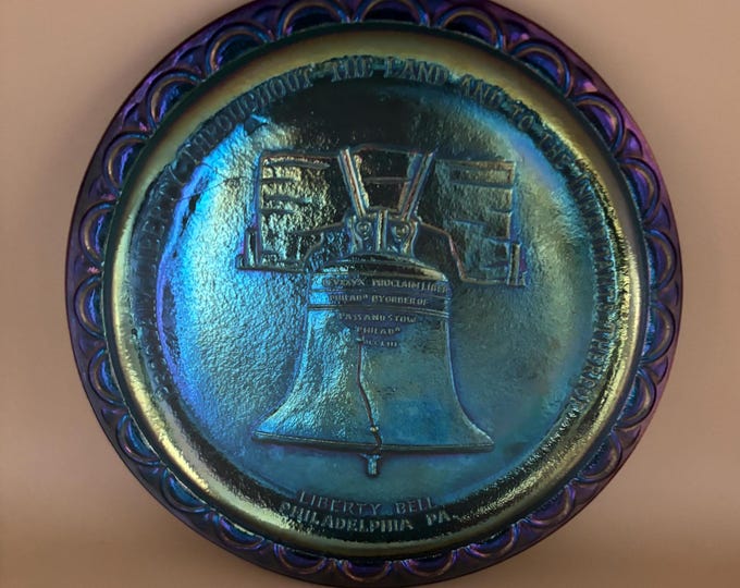 Vintage Fenton Carnival Glass Plate American Bicentennial Iridescent Collectible Platter Lover Antiques and Vintage