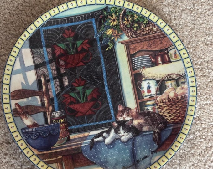 Series Cozy Country Corners Cat Plate, Lazy Morning, Edwin K. Knowles China Company, First Issue Limited Edition, Lover Antiques Vintage