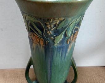 Vintage Roseville Pottery Double Handled Vase The Baneda Line By George Krause Lover Antiques and Vintage