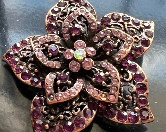 Vintage Purple Flower Burst Brooch  multifaceted pin jewelry great gift
