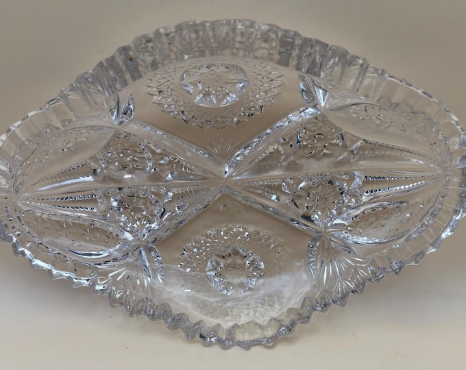 Vintage Cambridge Glass Relish Dish Sawtooth Bowl Platter Lover Antiques and Vintage