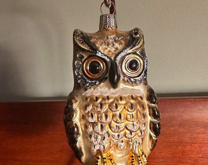 Vintage Brown Owl Ornament, Made in Poland, Owl Ornament, Christmas Holiday Retired Ornaments, Lover Antiques and Vintage