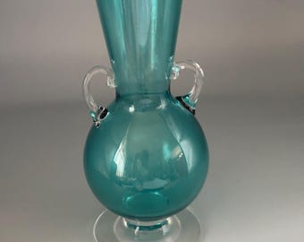 Vintage Blenko Green Glass Vase, Hand Blown Glass Art, Unique Gift for Her, Antique Collectible, Home Decor